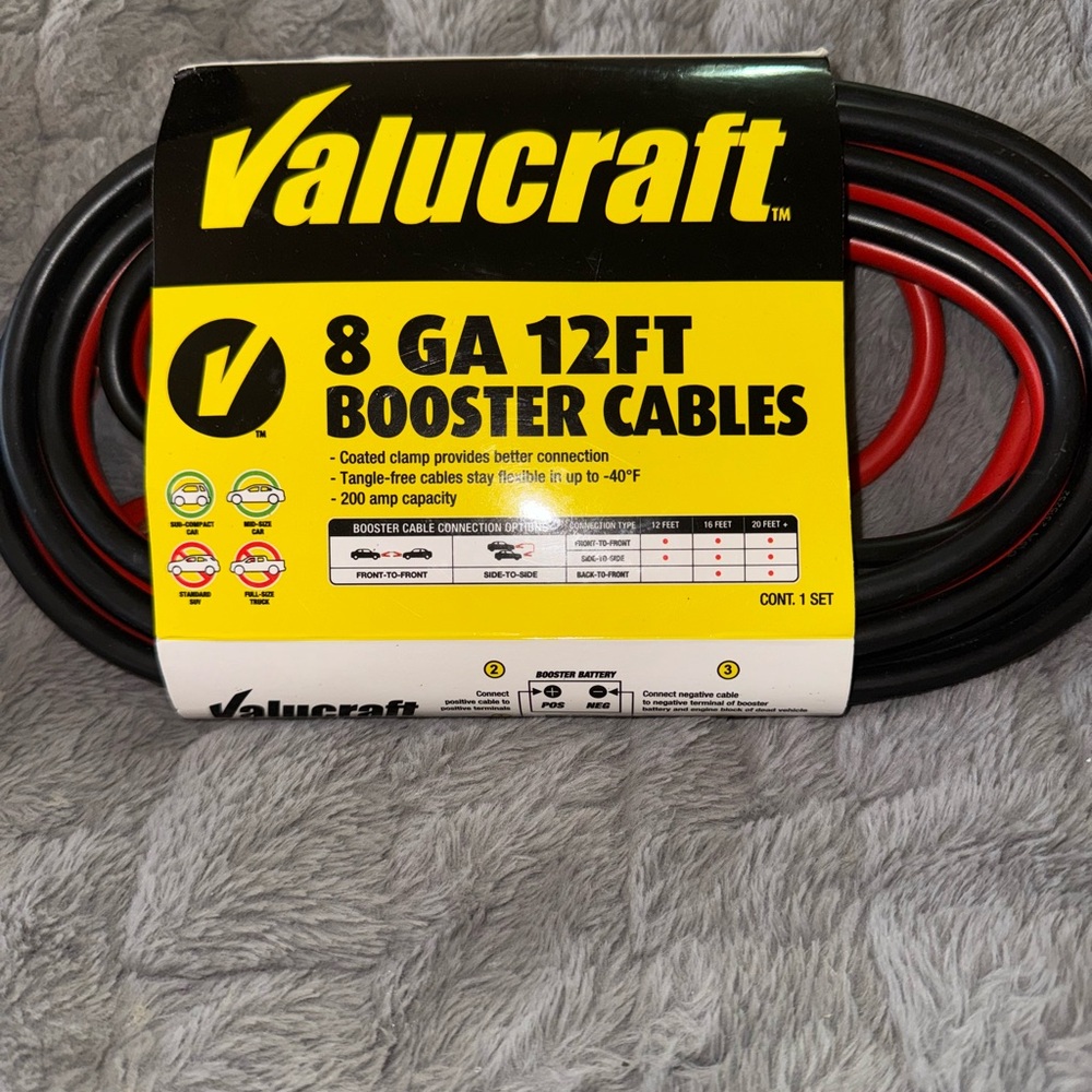 Craft Black and Red 8 GA 12FT Booster Cables